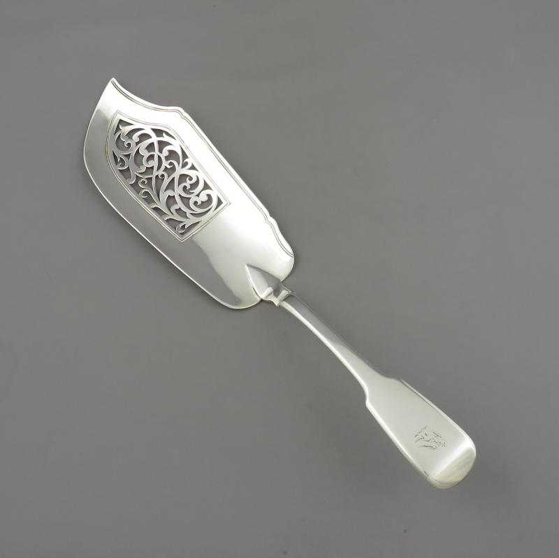 Victorian Silver Fiddle Pattern Fish Slice - JH Tee Antiques