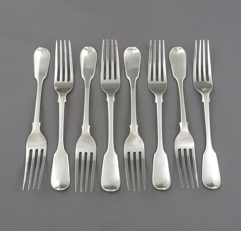 8 George IV Sterling Silver Fiddle Dessert Forks
