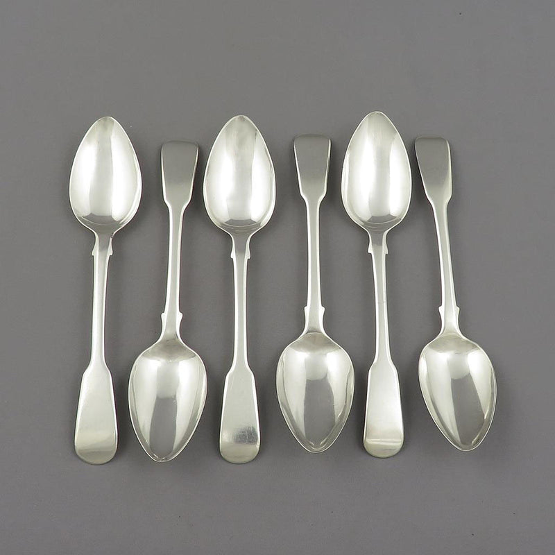 6 Sterling Silver Fiddle Pattern Teaspoons