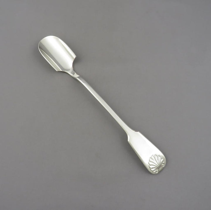 Victorian Silver Fiddle Shell Cheese Scoop - JH Tee Antiques