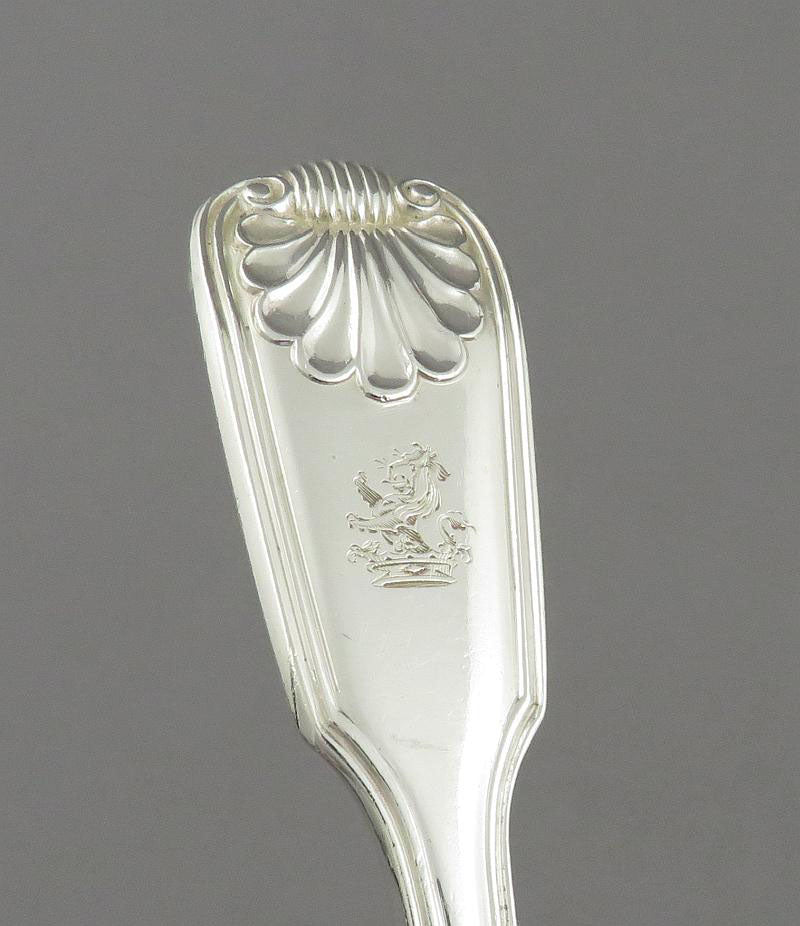 Victorian Fiddle Thread &amp; Shell Silver Gravy Ladle - JH Tee Antiques