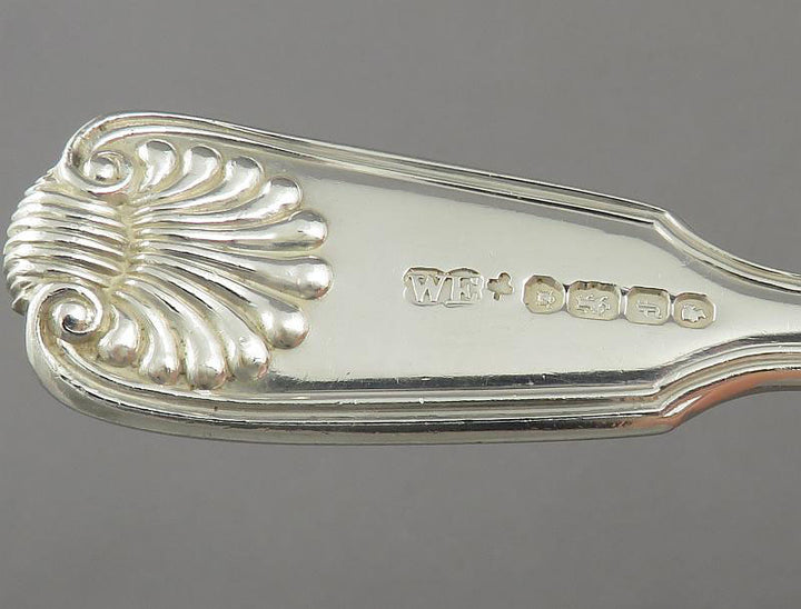 Victorian Fiddle Thread &amp; Shell Silver Gravy Ladle - JH Tee Antiques