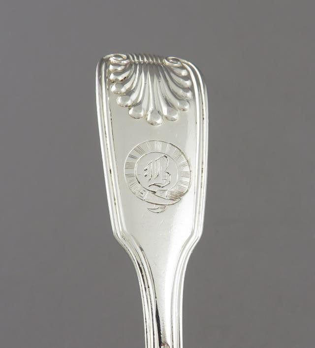 George Adams Fiddle Thread &amp; Shell Silver Dessert Forks - JH Tee Antiques