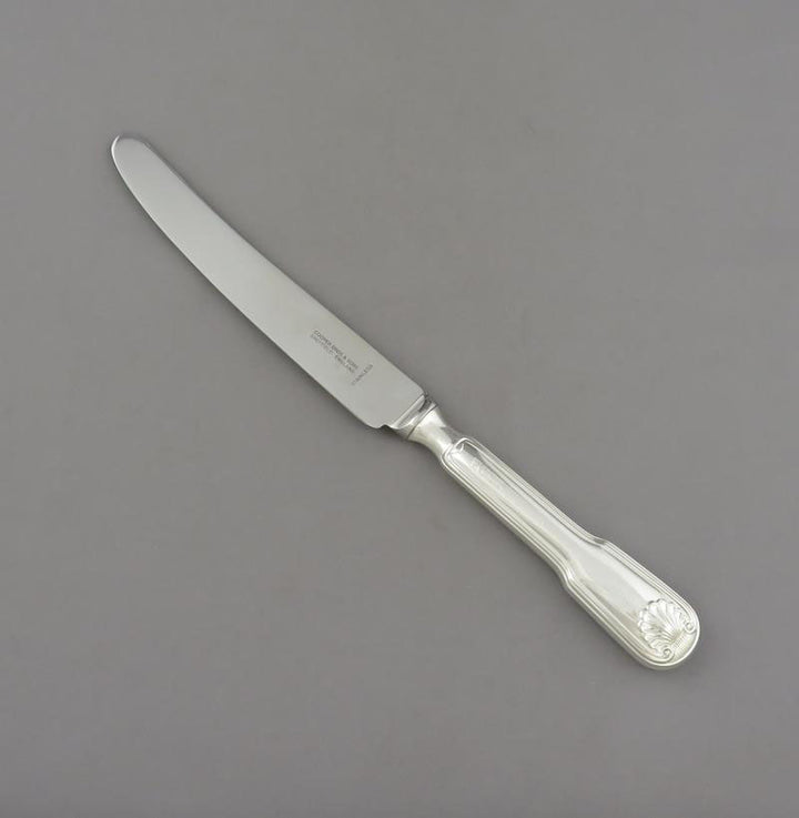 Fiddle Thread &amp; Shell Silver Dinner Knives - JH Tee Antiques