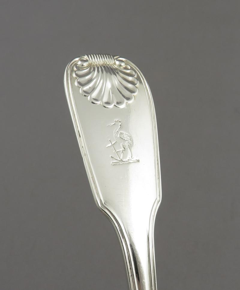 William IV Silver Fiddle Thread & Shell Gravy Ladle