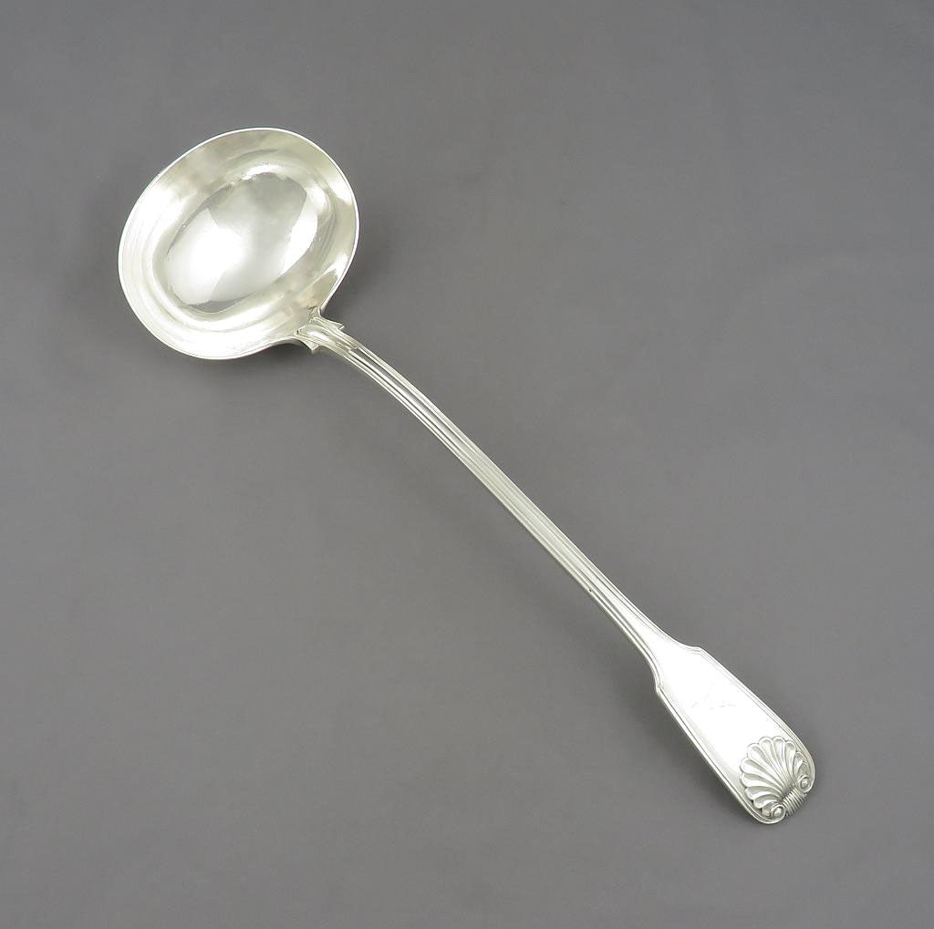 Victorian Fiddle Thread & Shell Soup Ladle - JH Tee Antiques