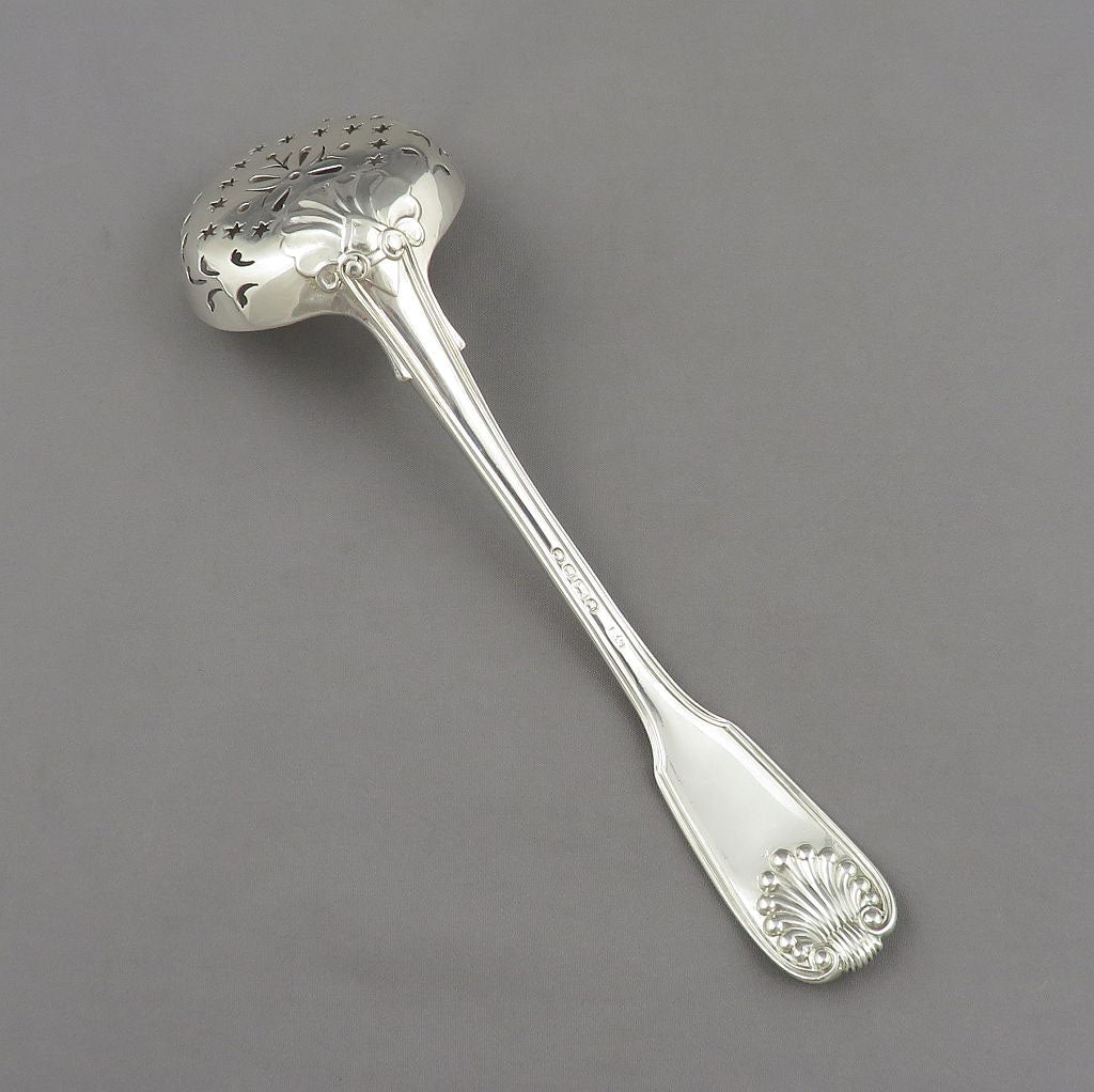 Fiddle Thread and Shell Silver Sugar Sifter - JH Tee Antiques