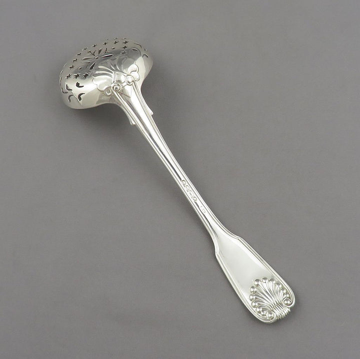 Fiddle Thread and Shell Silver Sugar Sifter - JH Tee Antiques