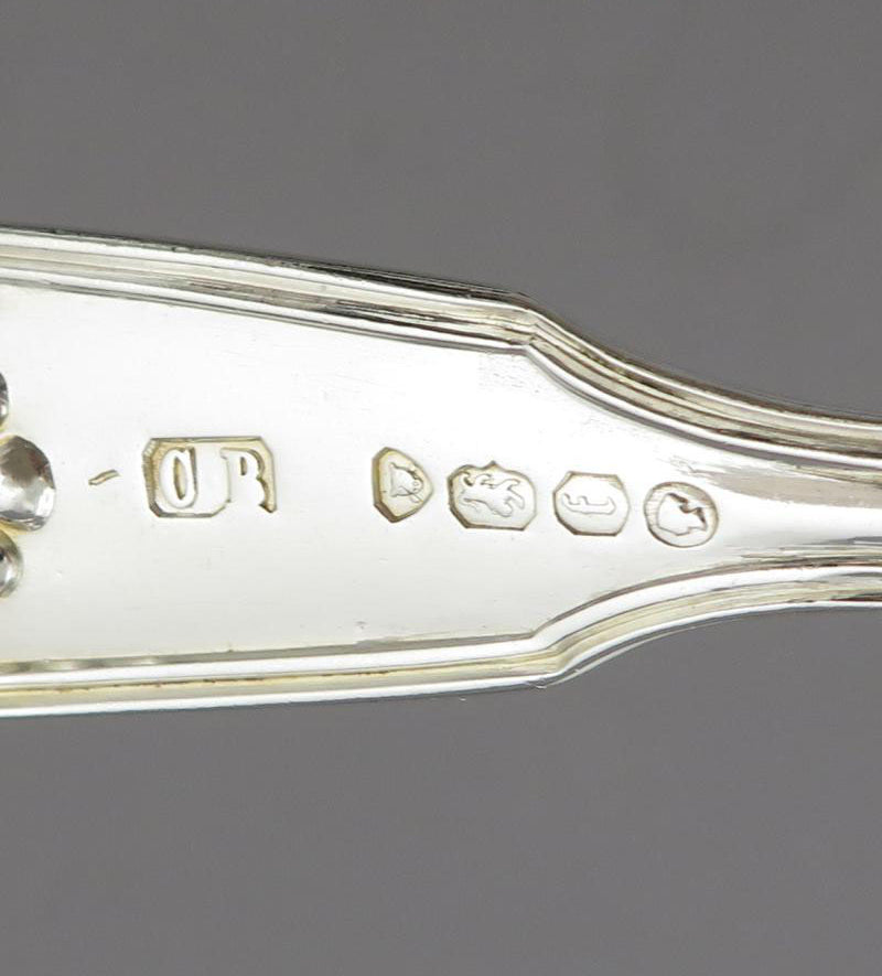 6 Sterling Silver Fiddle Thread &amp; Shell  Teaspoons - JH Tee Antiques
