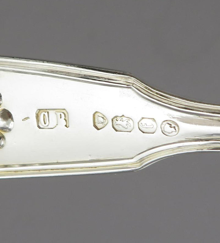 6 Sterling Silver Fiddle Thread &amp; Shell  Teaspoons - JH Tee Antiques