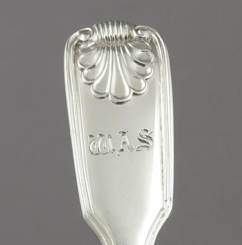 Fiddle Thread and Shell Tea Caddy Spoon - JH Tee Antiques