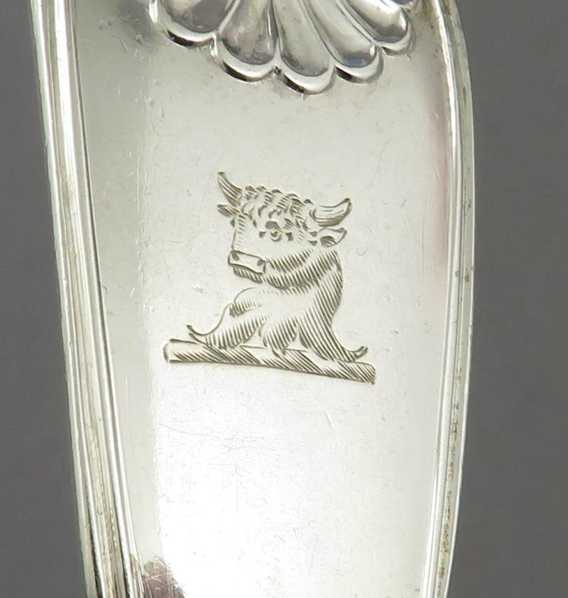 6 Fiddle Thread &amp; Shell Pattern Silver Dinner Forks - JH Tee Antiques