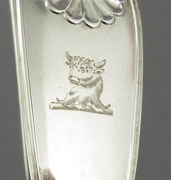 6 Fiddle Thread &amp; Shell Pattern Silver Dinner Forks - JH Tee Antiques