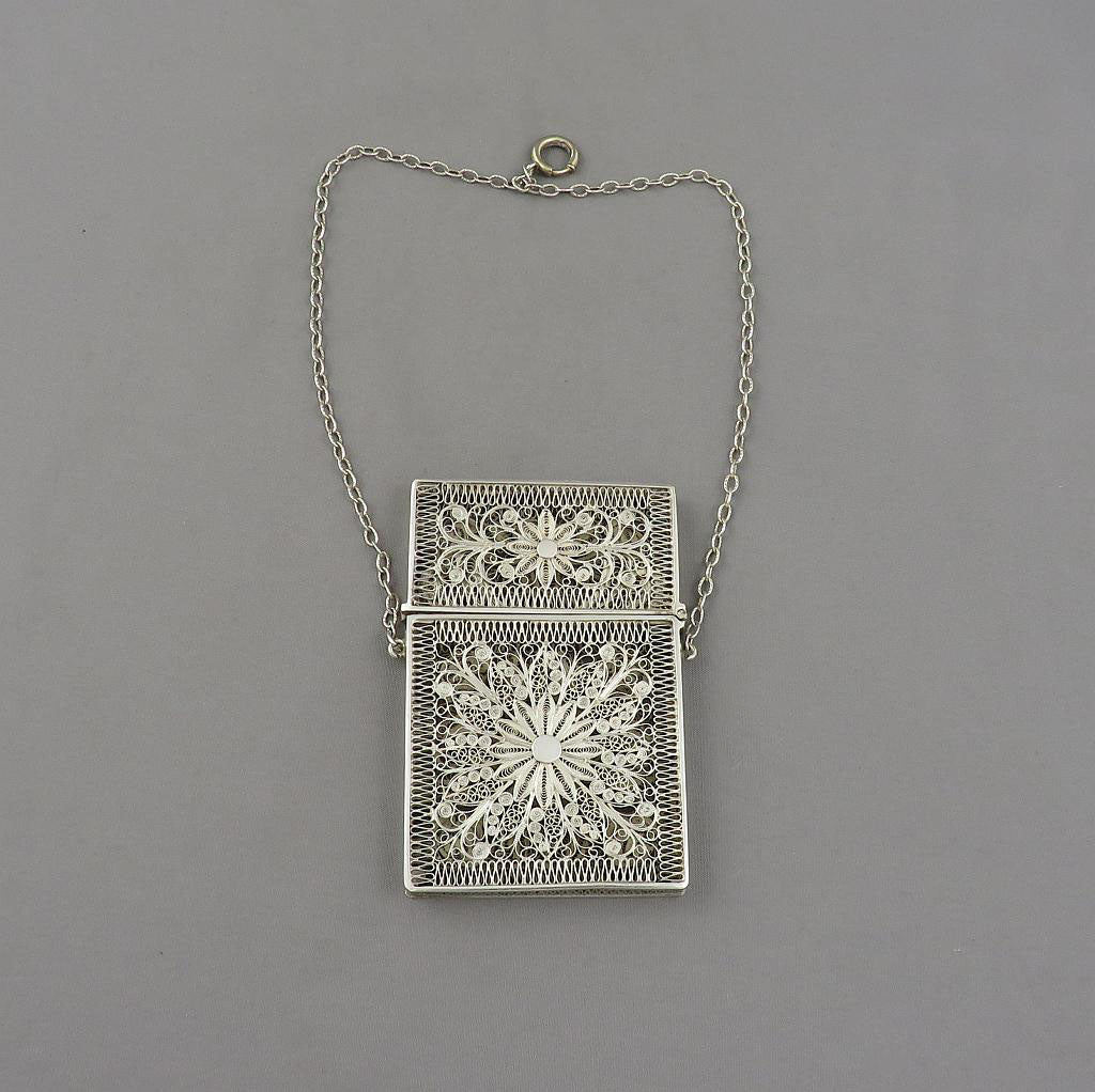 Filigree Silver Card Case - JH Tee Antiques