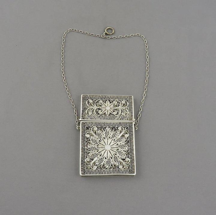 Filigree Silver Card Case - JH Tee Antiques