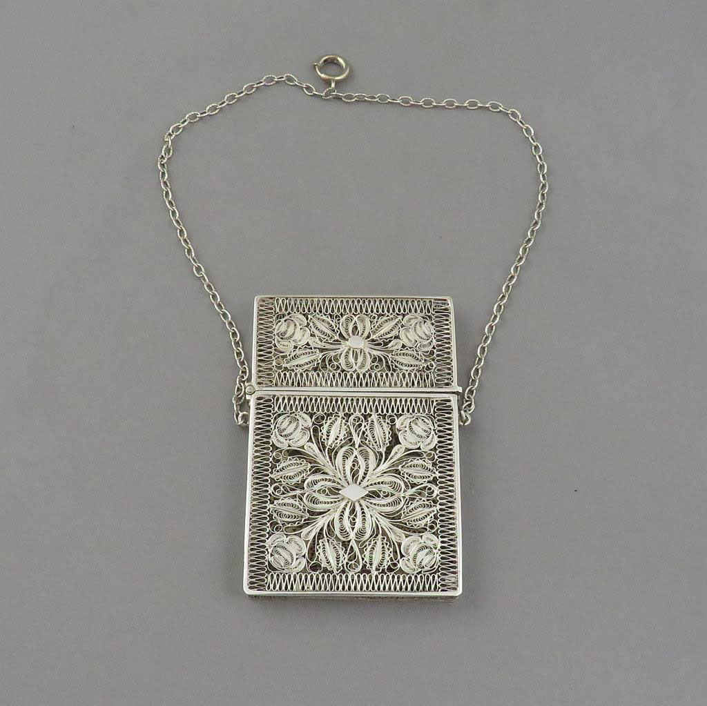 Filigree Silver Card Case - JH Tee Antiques