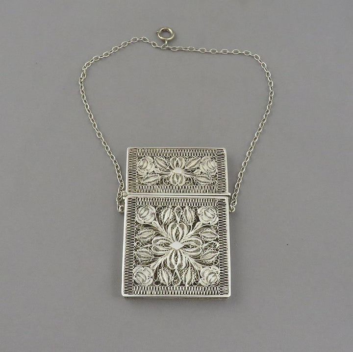 Filigree Silver Card Case - JH Tee Antiques