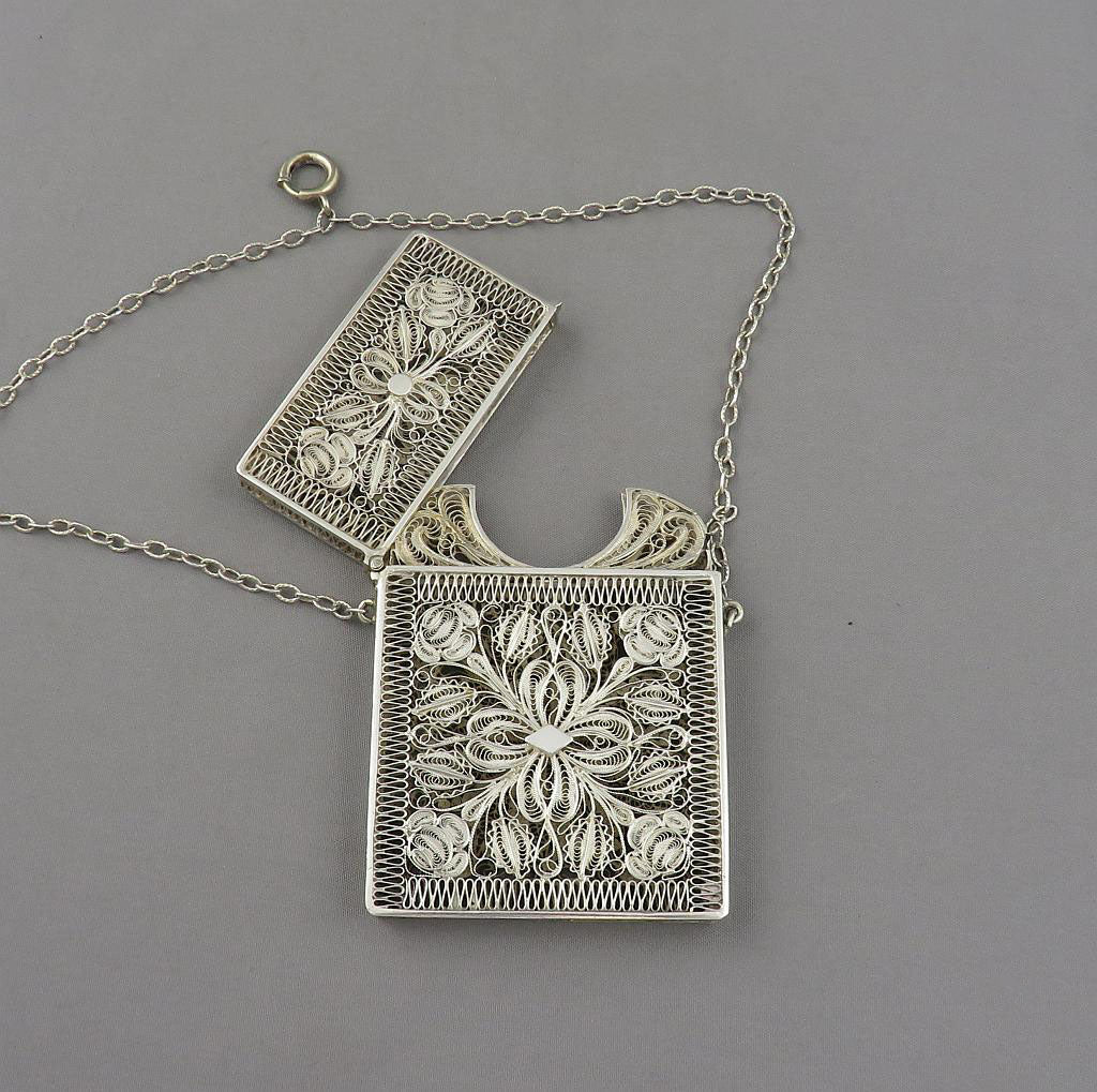 Filigree Silver Card Case - JH Tee Antiques