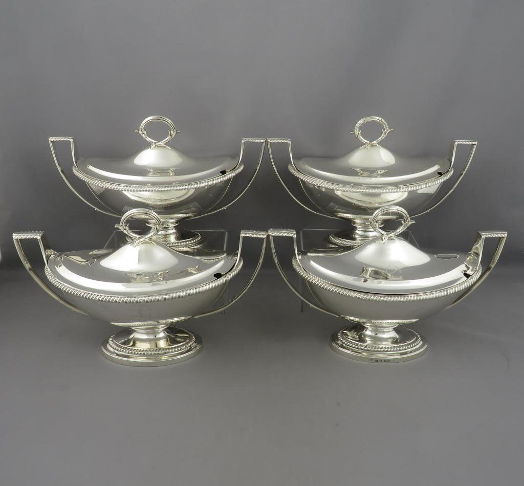 Four Paul Storr Silver Sauce Tureens - JH Tee Antiques