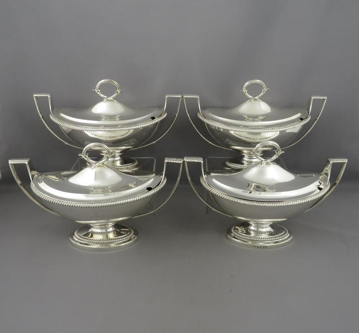 Four Paul Storr Silver Sauce Tureens - JH Tee Antiques