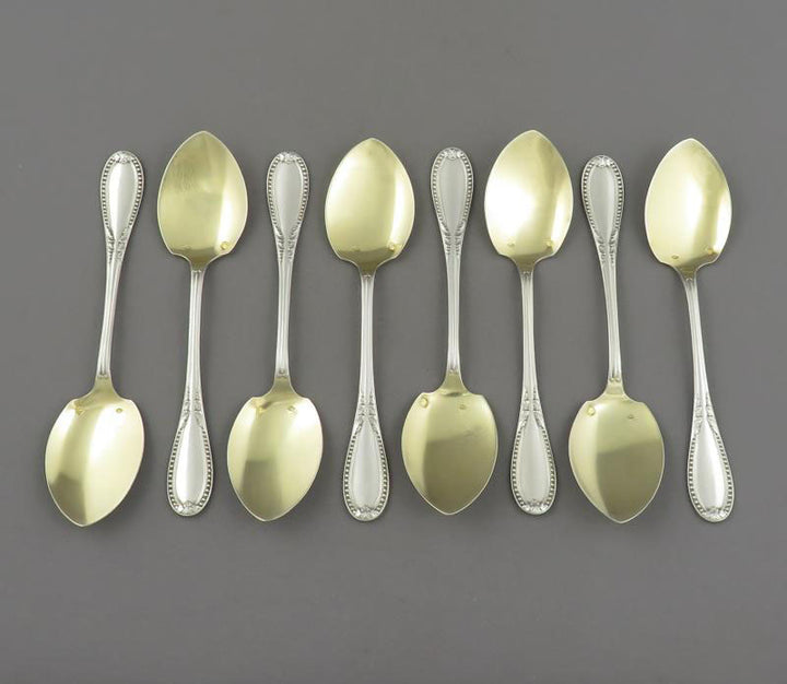 8 French Silver Ice Cream Spoons - JH Tee Antiques