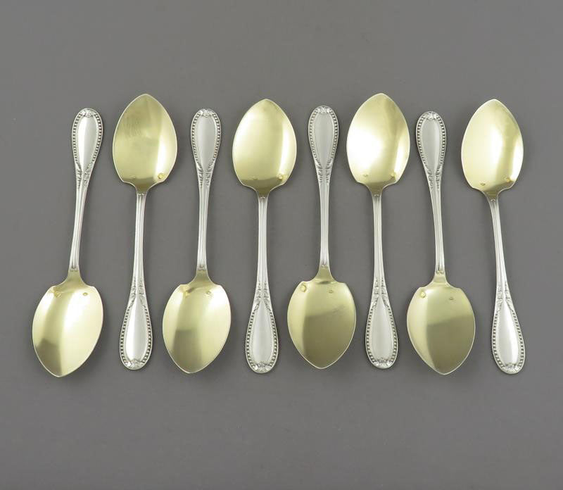 8 French Silver Ice Cream Spoons - JH Tee Antiques