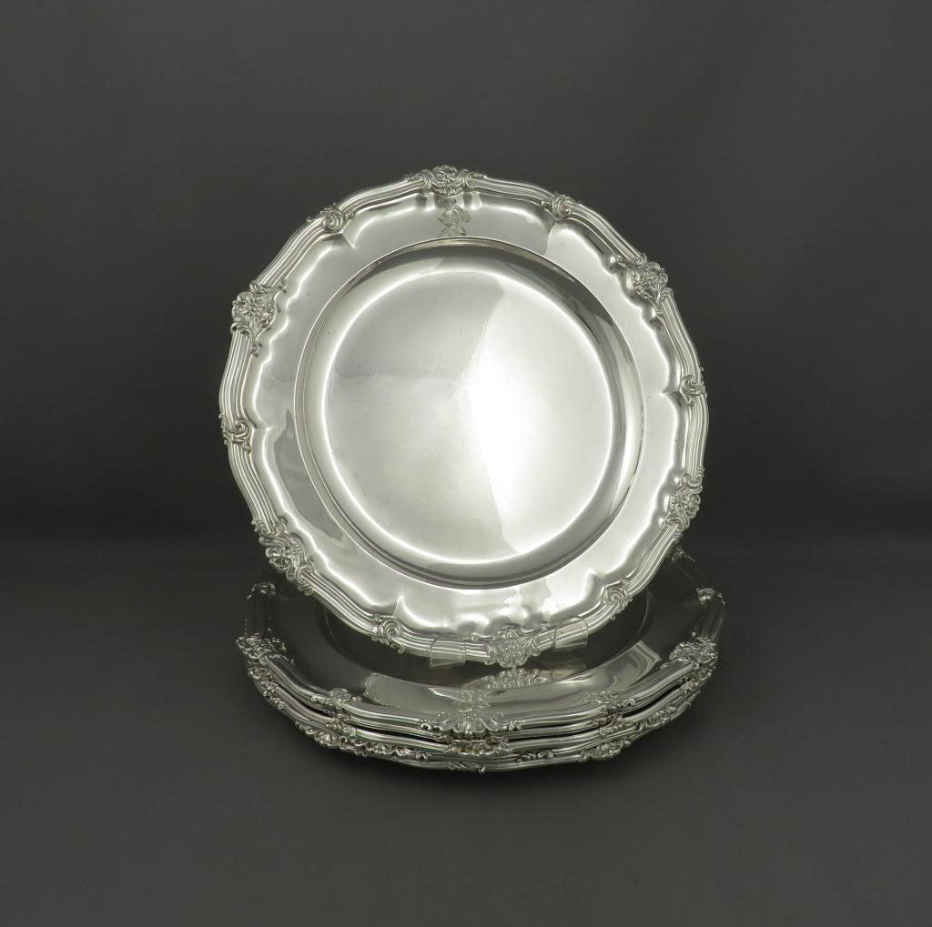 Six Garrard Silver Dinner Plates - JH Tee Antiques