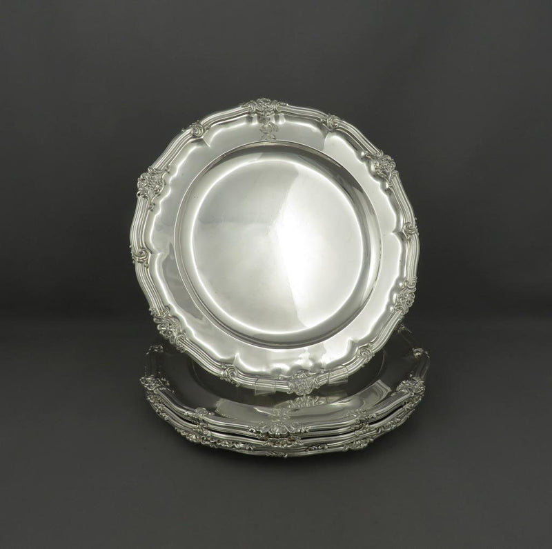 Six Garrard Silver Dinner Plates - JH Tee Antiques
