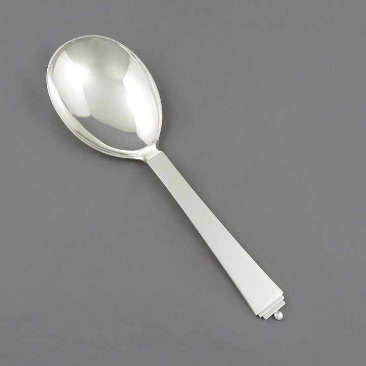 Georg Jensen Pyramid Pattern Silver Salad Servers Large - JH Tee Antiques