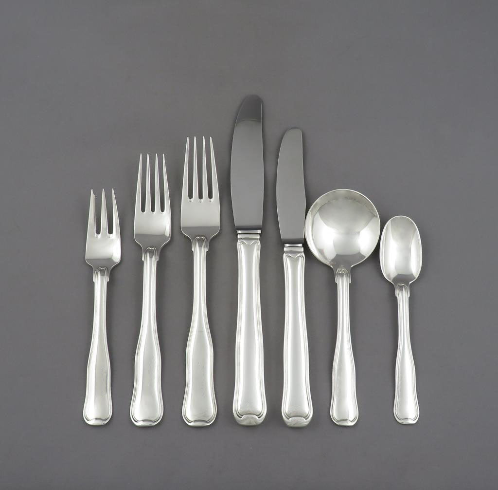 Georg Jensen Old Danish Pattern Flatware Set for 8 - JH Tee Antiques