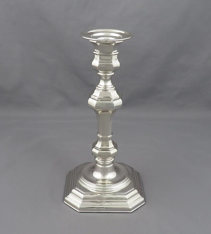 Pair of George I Style Sterling Silver Candlesticks - JH Tee Antiques