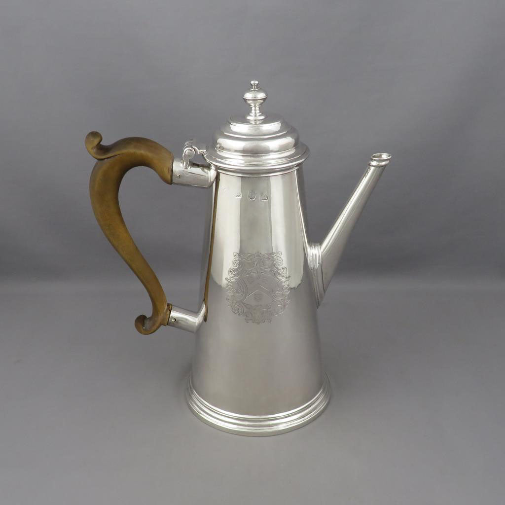 George II Silver Coffee Pot - JH Tee Antiques