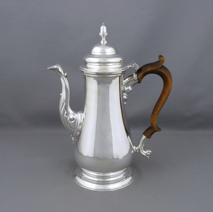 George II Sterling Silver Coffee Pot - JH Tee Antiques