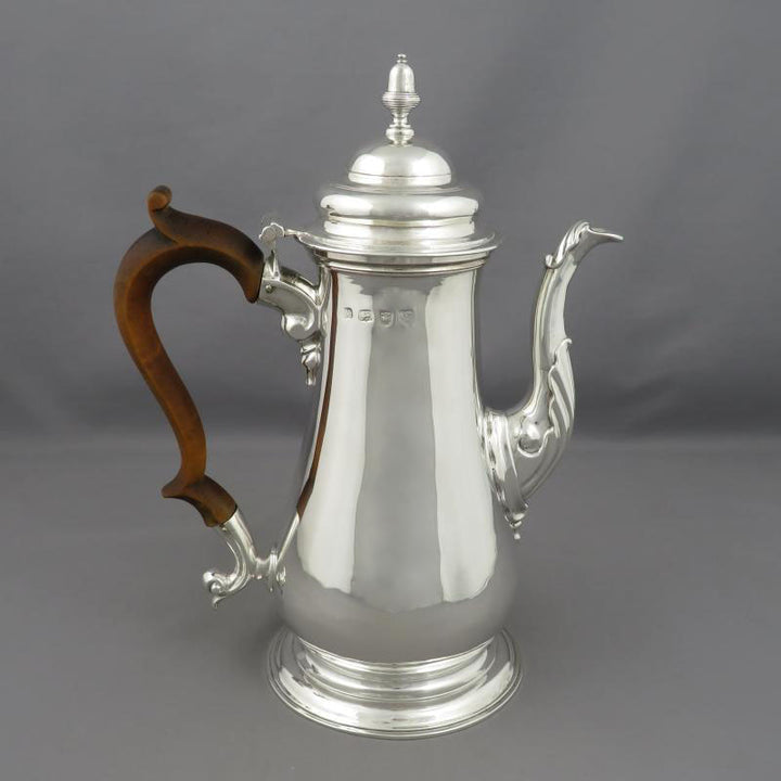 George II Sterling Silver Coffee Pot - JH Tee Antiques
