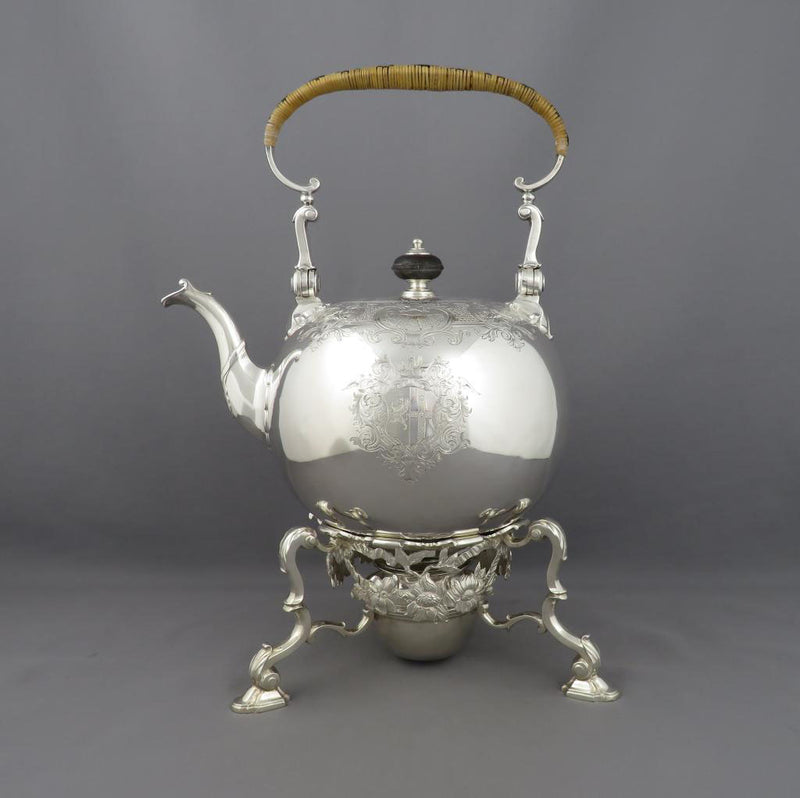 George II Sterling Silver Kettle - JH Tee Antiques