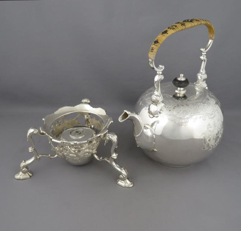 George II Sterling Silver Kettle - JH Tee Antiques