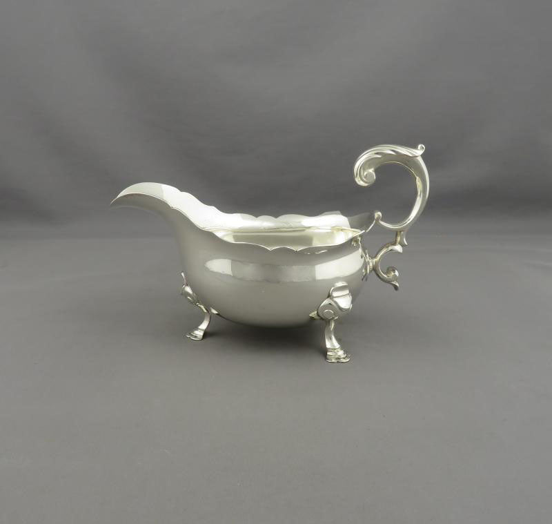 George II Sterling Silver Sauce Boat - JH Tee Antiques