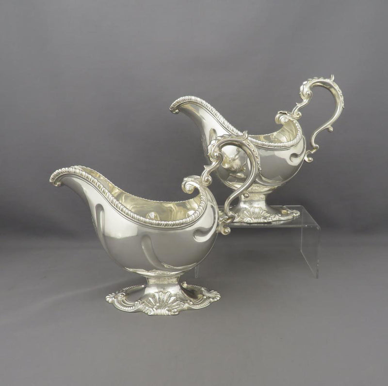 George II Sterling Silver Sauce Boats - JH Tee Antiques