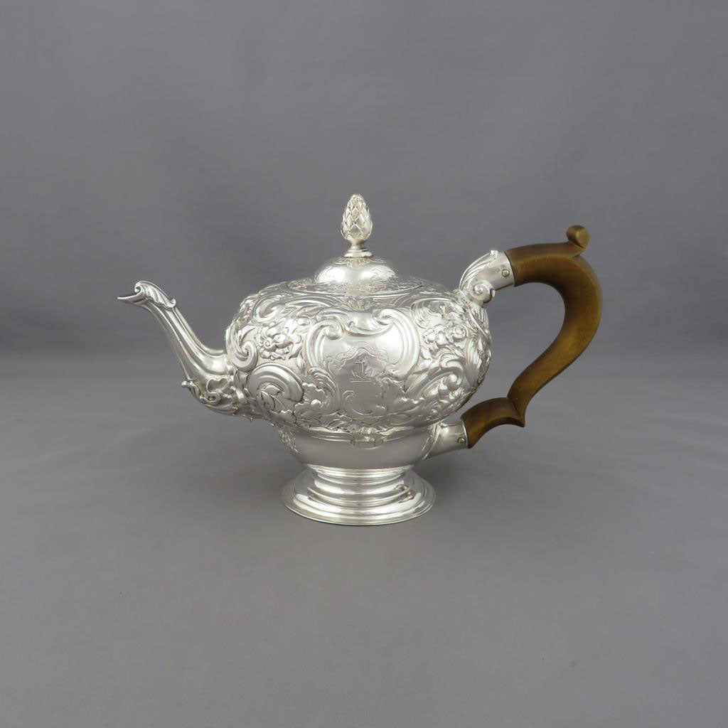George II Sterling Silver Teapot - JH Tee Antiques