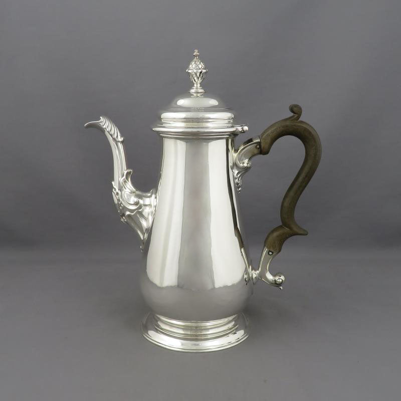 George II Silver Coffee Pot - JH Tee Antiques