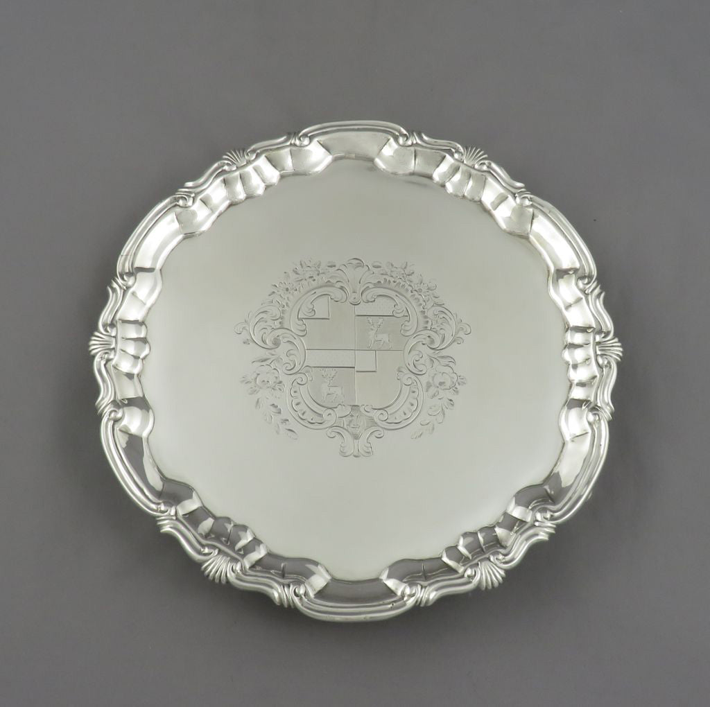 George II Sterling Silver Waiter - JH Tee Antiques