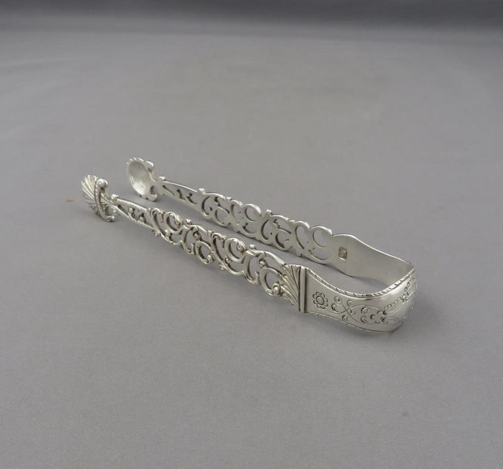 George III Cast Silver Sugar Tongs - JH Tee Antiques