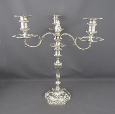 George III Silver Candelabra and Candlesticks