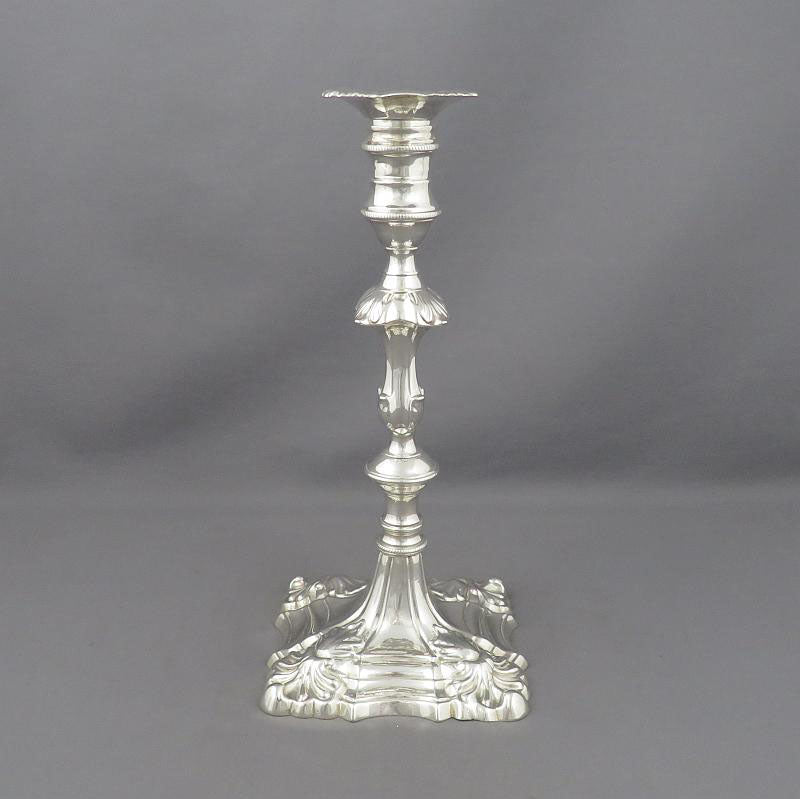 Set of Four George II Silver Candlesticks - JH Tee Antiques