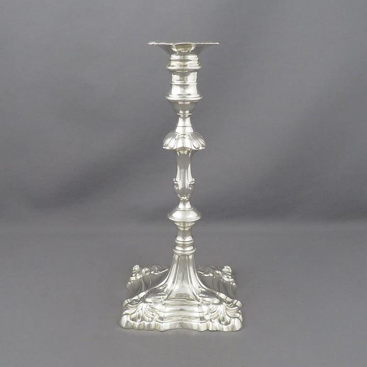 Set of Four George II Silver Candlesticks - JH Tee Antiques