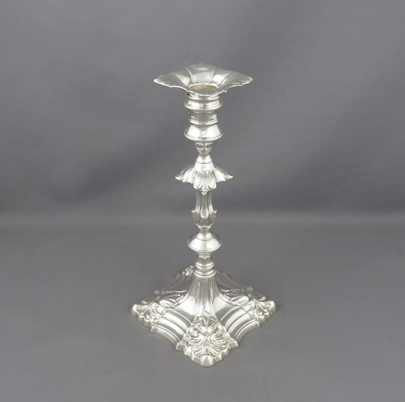 Set of Four George II Silver Candlesticks - JH Tee Antiques