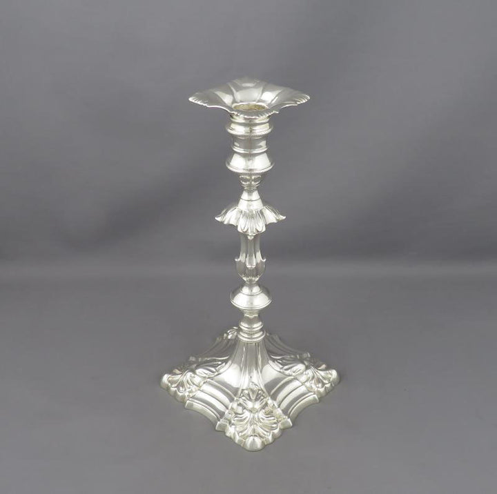 Set of Four George II Silver Candlesticks - JH Tee Antiques