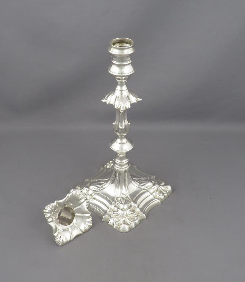 Set of Four George II Silver Candlesticks - JH Tee Antiques