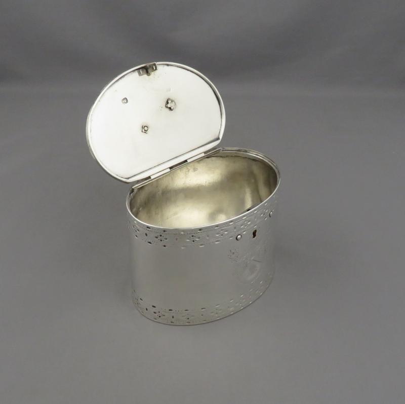 George III Neoclassical Silver Tea Caddy - JH Tee Antiques