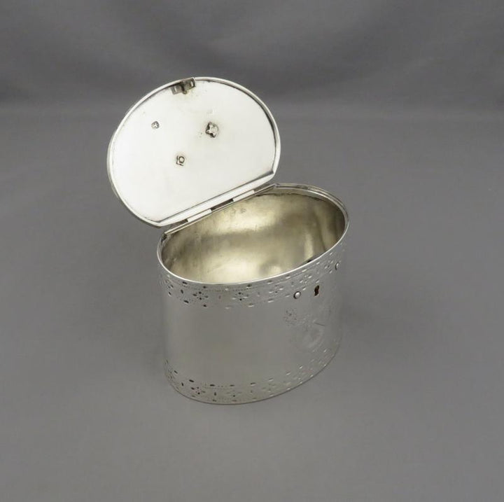 George III Neoclassical Silver Tea Caddy - JH Tee Antiques